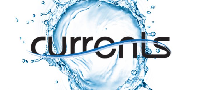Currents logo on water splash
