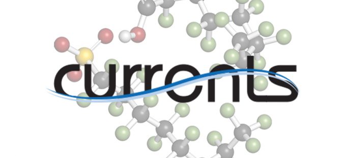 Currents logo on pfas molecule