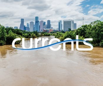 Houston skyline and flood