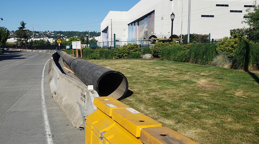 Pipe on side of road