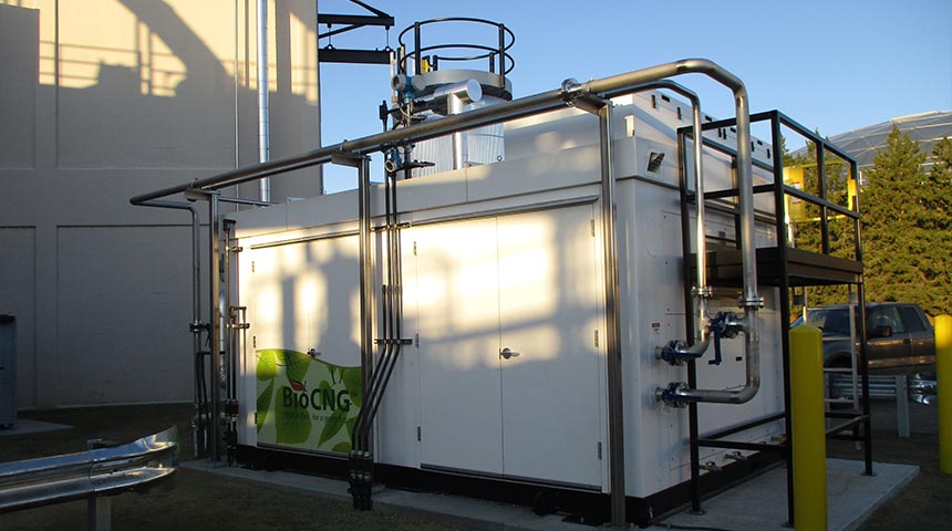 Small pipe room at Biogas Treatment and Renewable Natural Gas Fueling Station