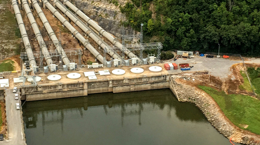 Aerial view of Grand River Dam