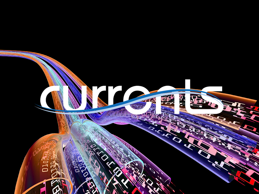 Zeros and ones with Currents logo