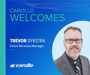 TrevorDykstra, Client Services Manager headshot and welcome image.