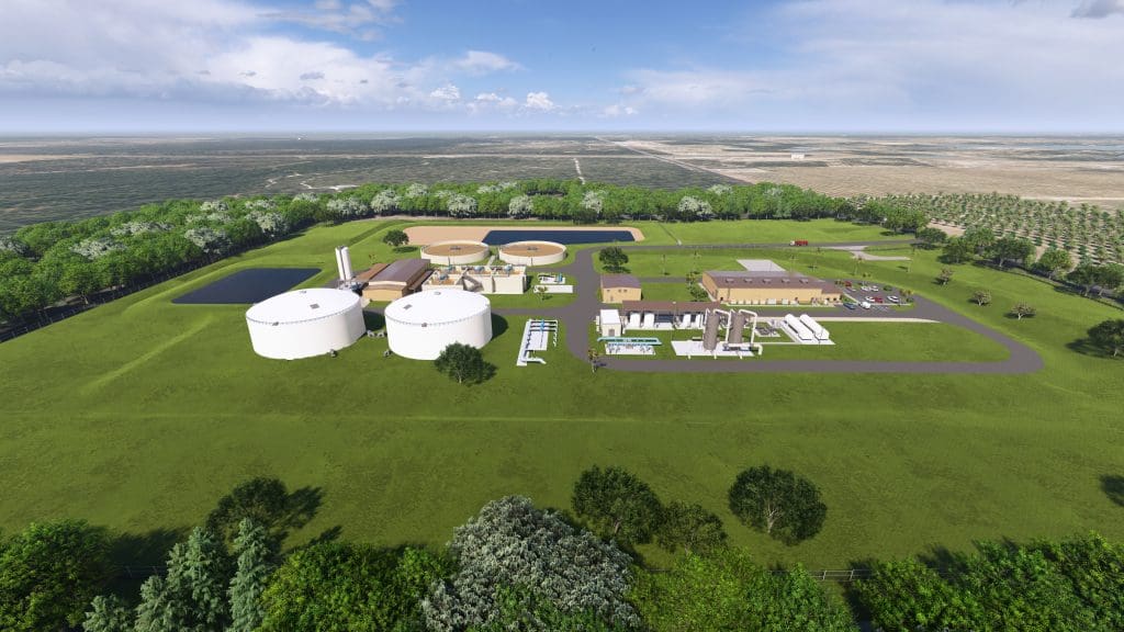 A rendering of the Southeast Water Production Facility in Lake Wales, Florida, designed by Carollo Engineers