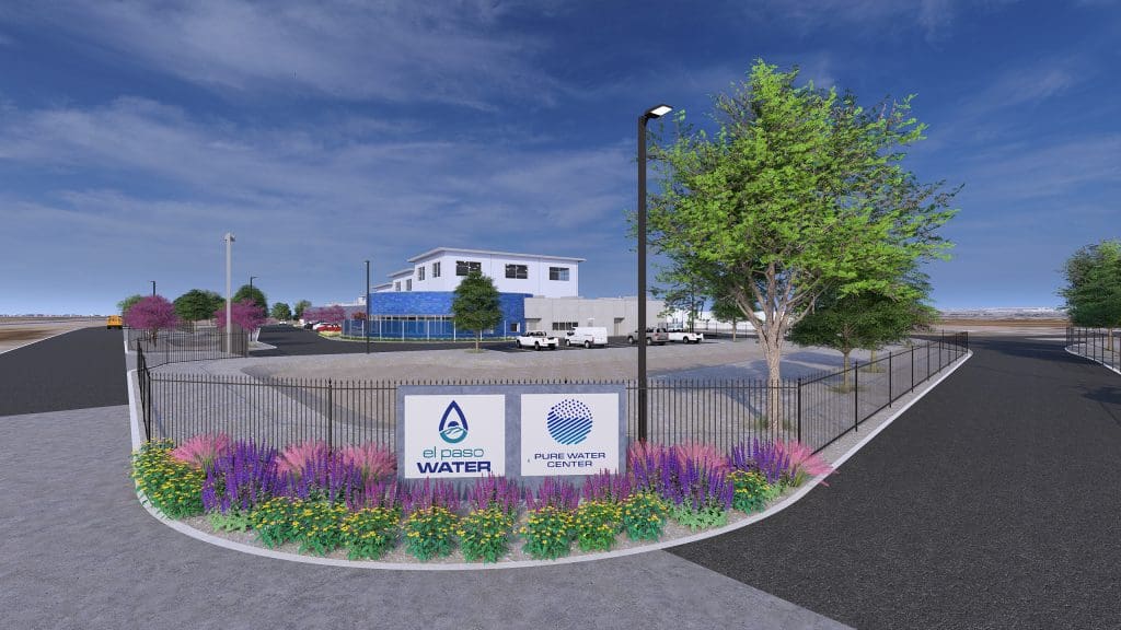 rendering of the Pure Water Center, the nation’s first direct-to-distribution water reuse facility, located in El Paso, Texas