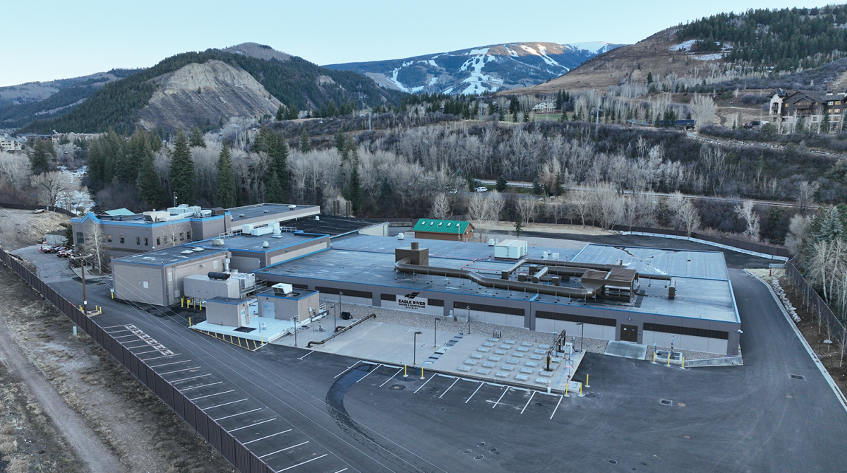 aerial photo of Eagle River water and sanitation district wastewater treatment facility