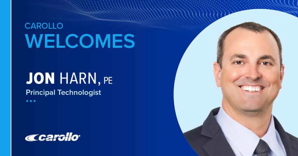 Headshot of Jon Harn, membrane treatment expert and Carollo's new Principal Technologist.