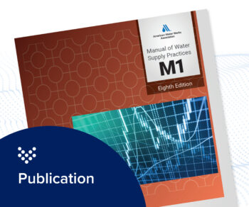 Cover of the AWWA M1 manual of water supply practices, and it focuses on Principles of Water Rates Fees and Charges.