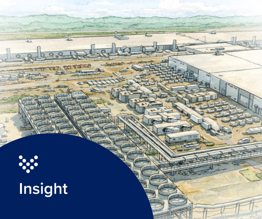 drawing of a large scale data center, representing carollos work for sustainable water use